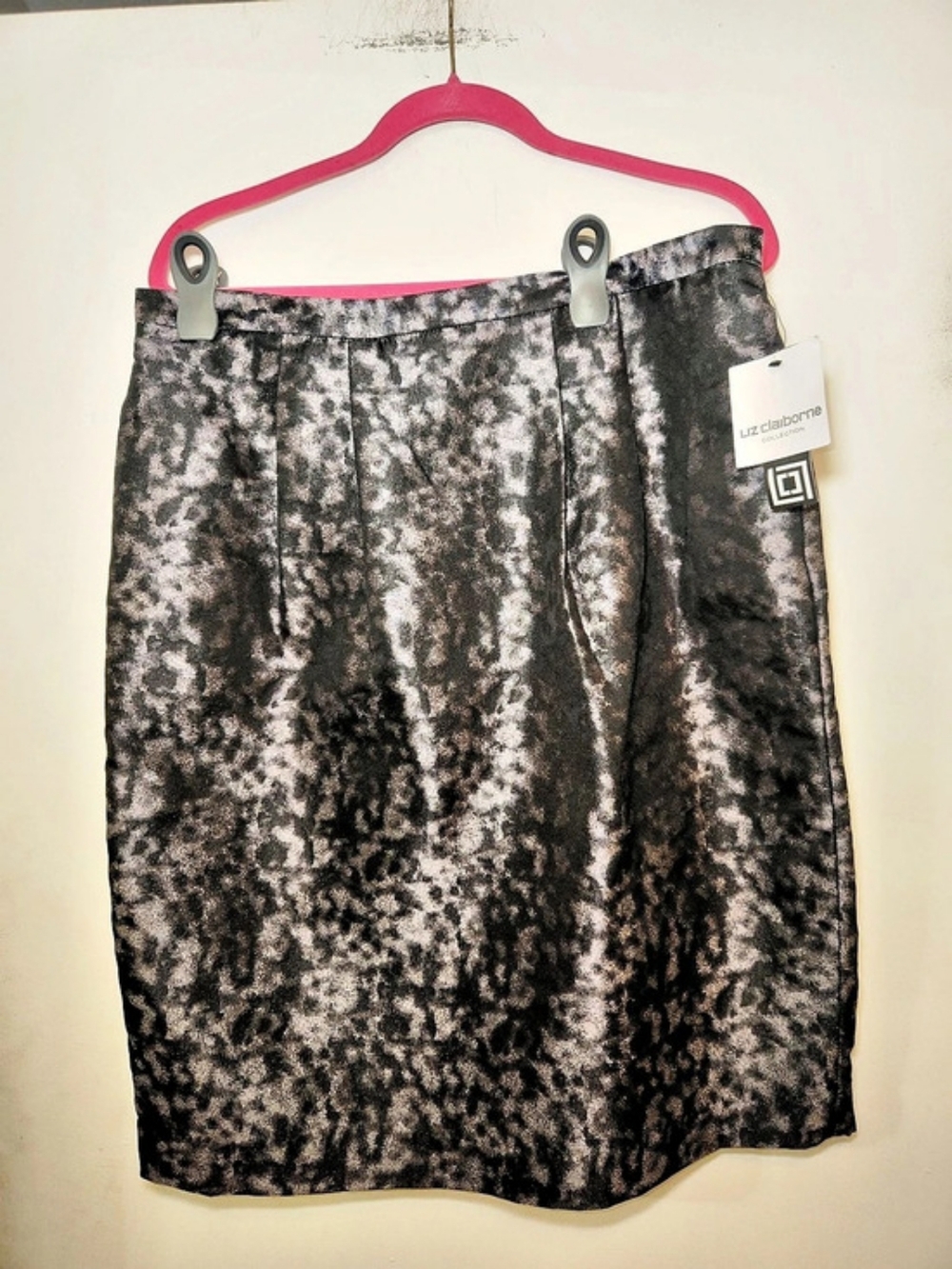 Liz Claiborne Abstract Pencil Skirt Black & Purple Size 14 NWT